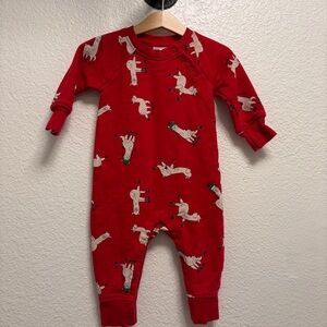 Hanna Andersson llama one piece Outfit kids Size 18-24months (80cm) red